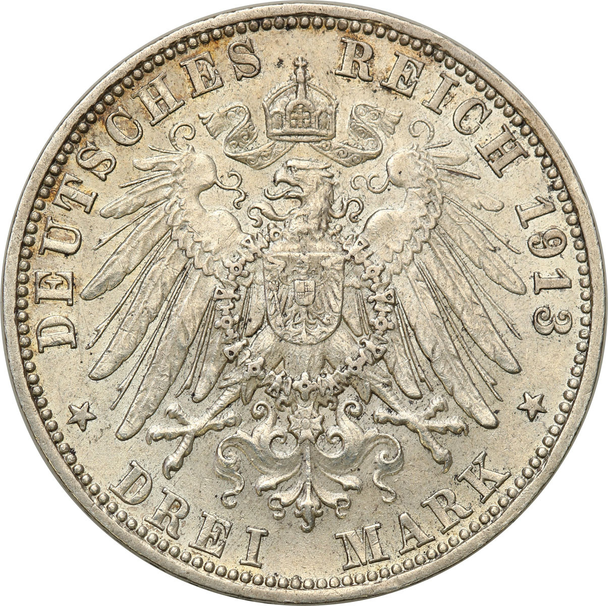 Niemcy, Saksonia-Meiningen. 3 marki 1913 D, Monachium – RZADKIE